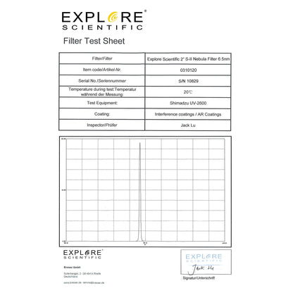 Explore Scientific Nebula Filter S-II 2-inch 6.5nm